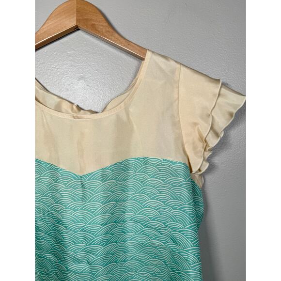 NWOT Metiseko Silk Flutter Sleeve Blouse size M $150 - Picture 6 of 9